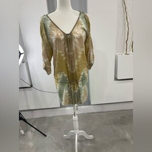 Elegant Tie-Dye Blouse with Beaded Detail